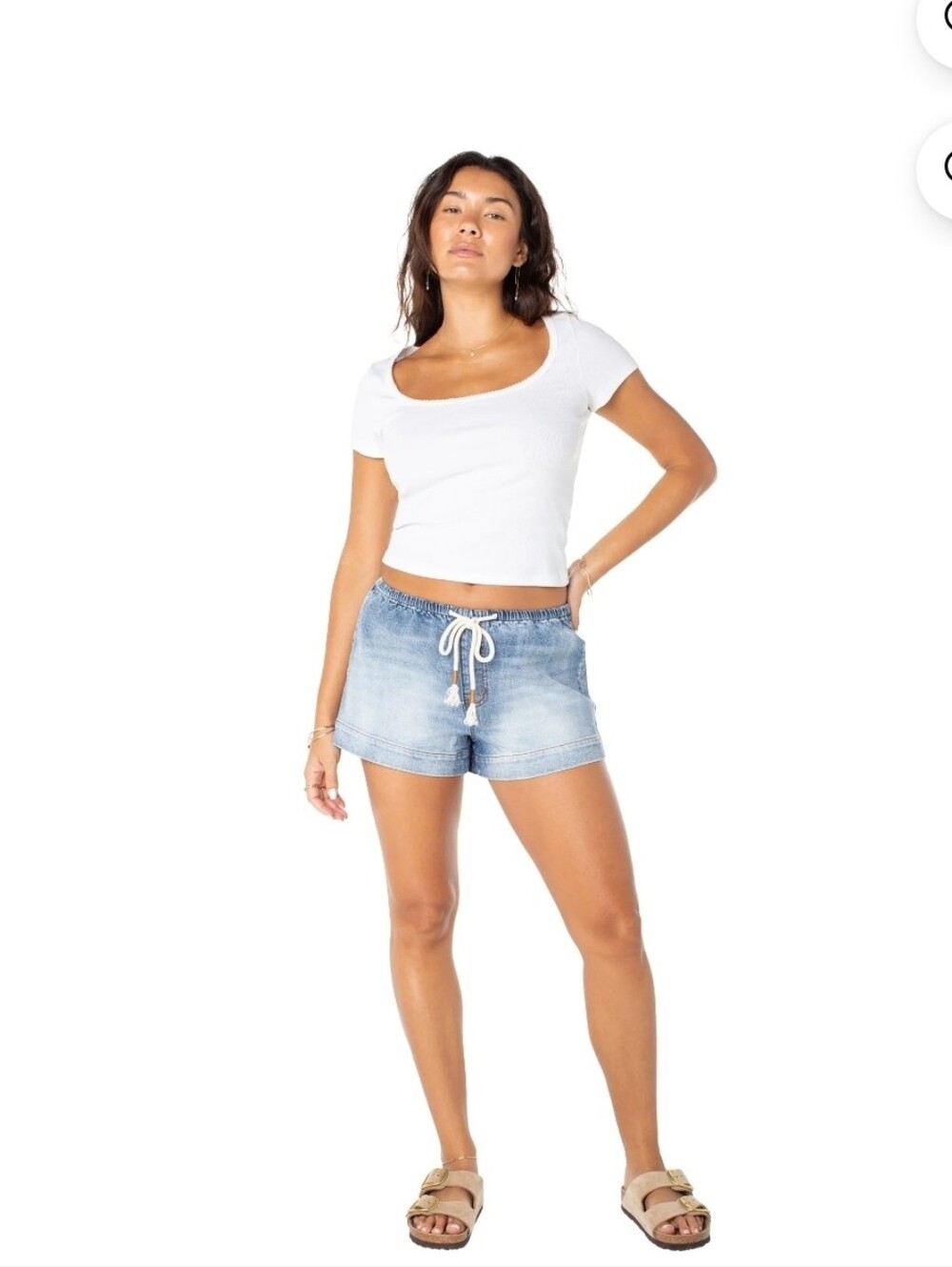 Celebrity Pink Light Blue Tie-Front Denim Shorts